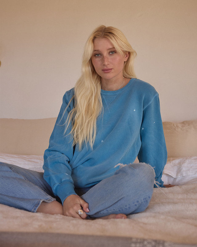 L/S PULLOVER CREW FRENCH TERRY - PAINTER WASH