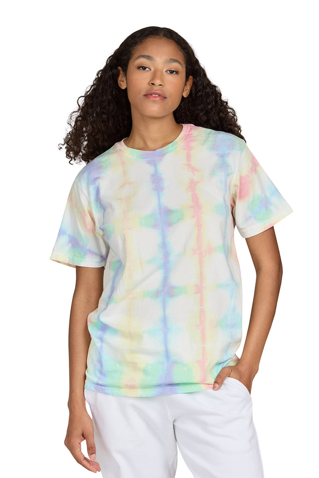 Unisex Tie Dye Squares Short Sleeve Crew Neck