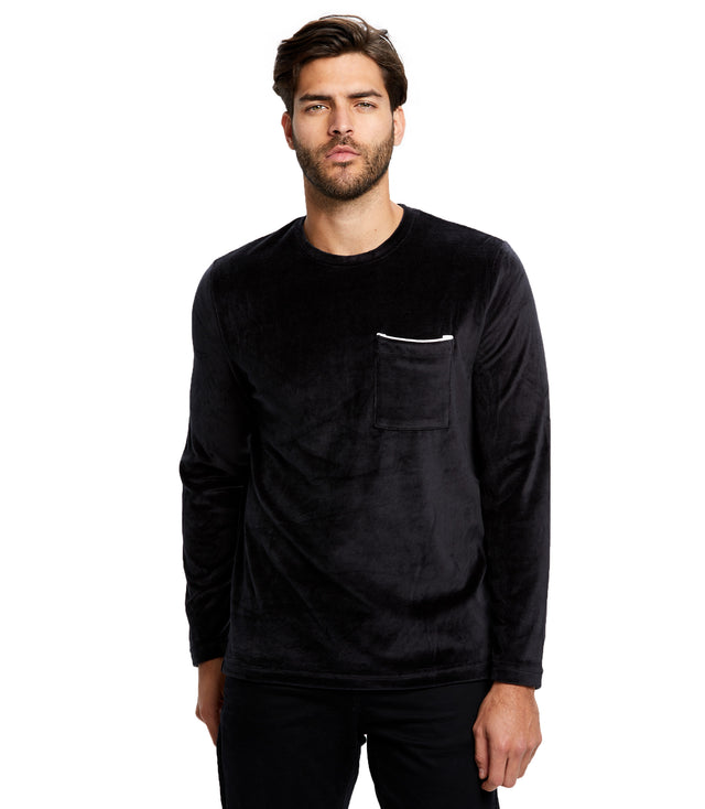 Men's Plush Velour Long Sleeve Pocket Tee