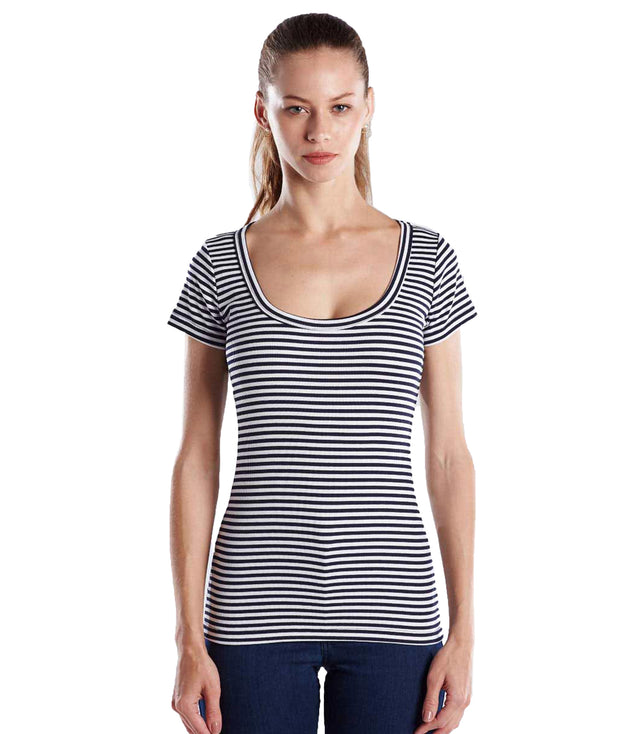 Striped Short Sleeve Scoop Neck