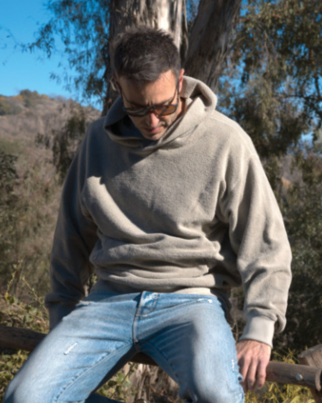 REVERSE INSIDE OUT TWILL BACK HOODY
