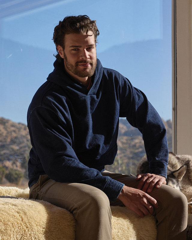 French Terry Real Indigo Washed Hoody