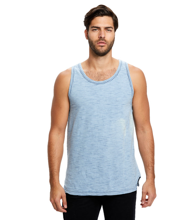 Men's Indigo Striped Tank