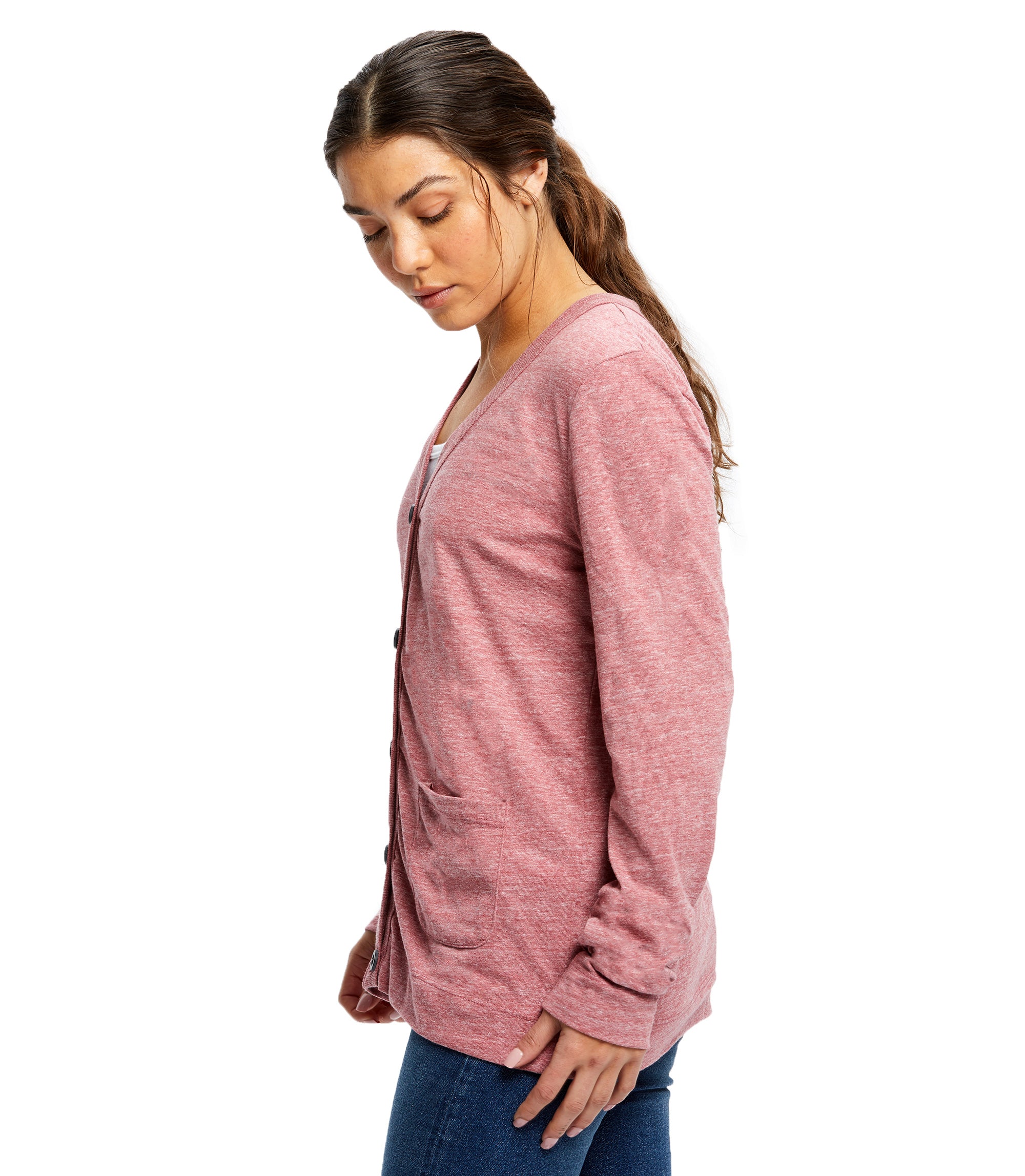 Women's long clearance pink cardigan